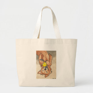 Grand Tote Bag Art de chien de golden retriever d'amusement de