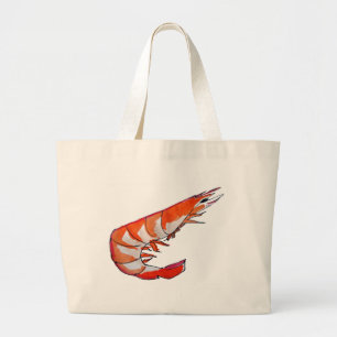Grand Tote Bag Art de kitsch de fruits de mer de crevette de