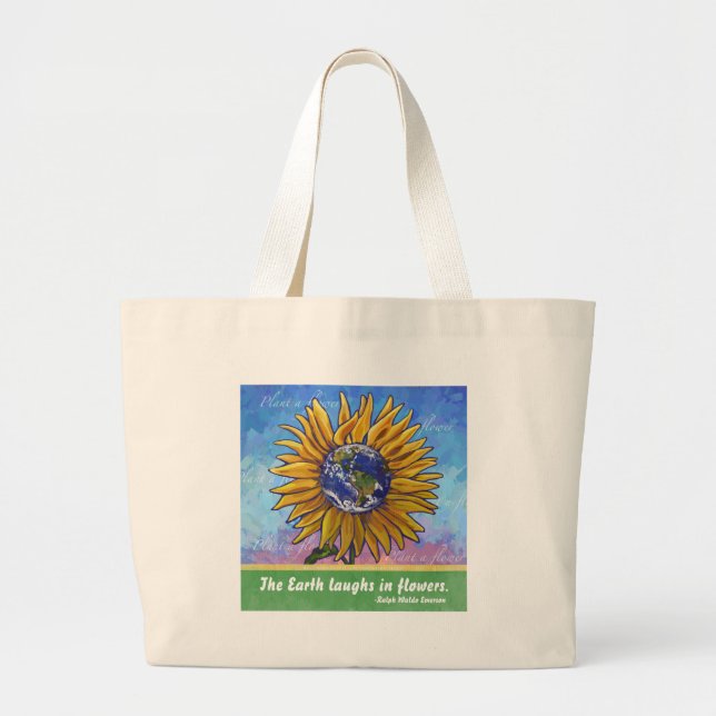 Grand Tote Bag Art de la Terre de tournesol (Devant)
