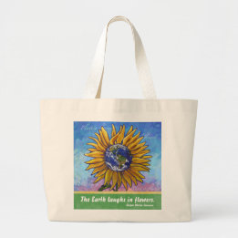 Grand Tote Bag Art de la Terre de tournesol
