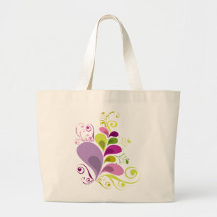 Grand Tote Bag Art déco floral coloré de nature de feuille de