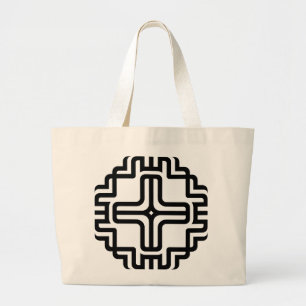 Grand Tote Bag Art géométrique moderne de croix en lignes