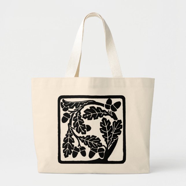 Grand Tote Bag Art Nouveau Chêne Feuilles et Acorns (Devant)