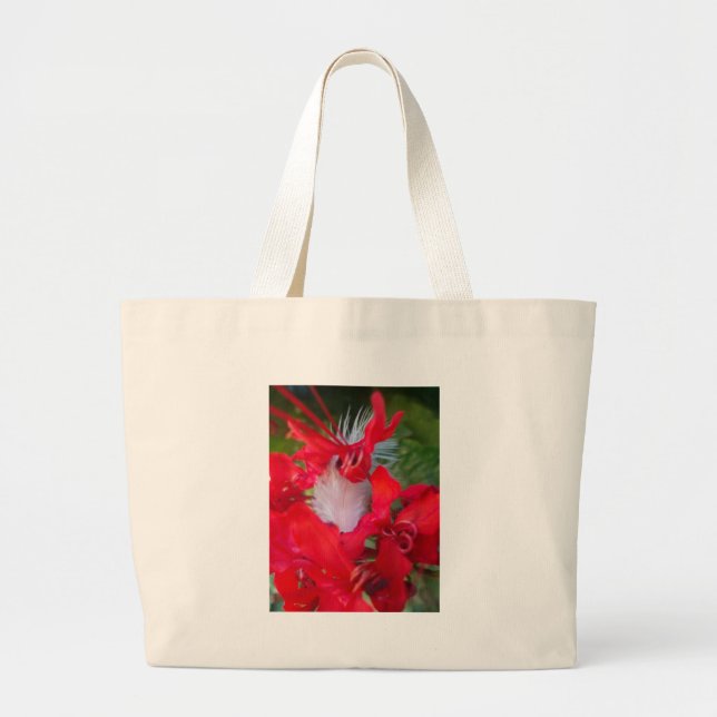 Grand Tote Bag Art Pétale Rouge (Devant)