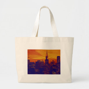 Grand Tote Bag Art pop orange bleu New York City