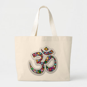 Grand Tote Bag Art symbolique floral Namaste