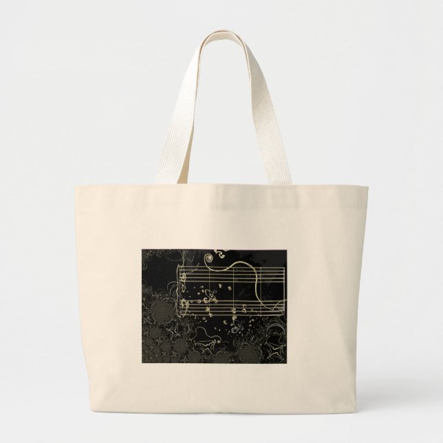Grand Tote Bag Artwork Abstrait noir (Devant)