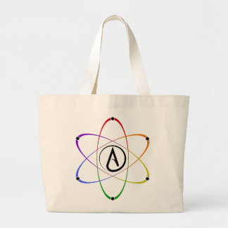 Grand Tote Bag Atheist Atom Symbol Rainbow Black