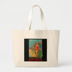 Grand Tote Bag Atlantic City Beach Beauté Vintage Art