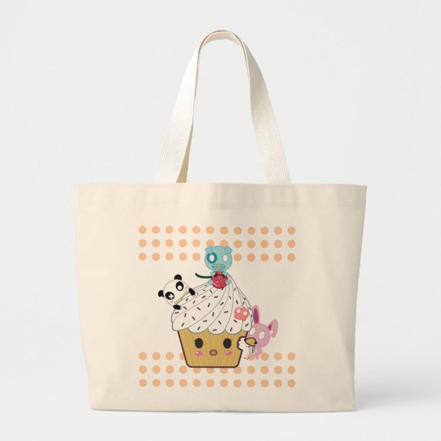 Grand Tote Bag Attaque de petit gâteau ! (>_<) (Devant)
