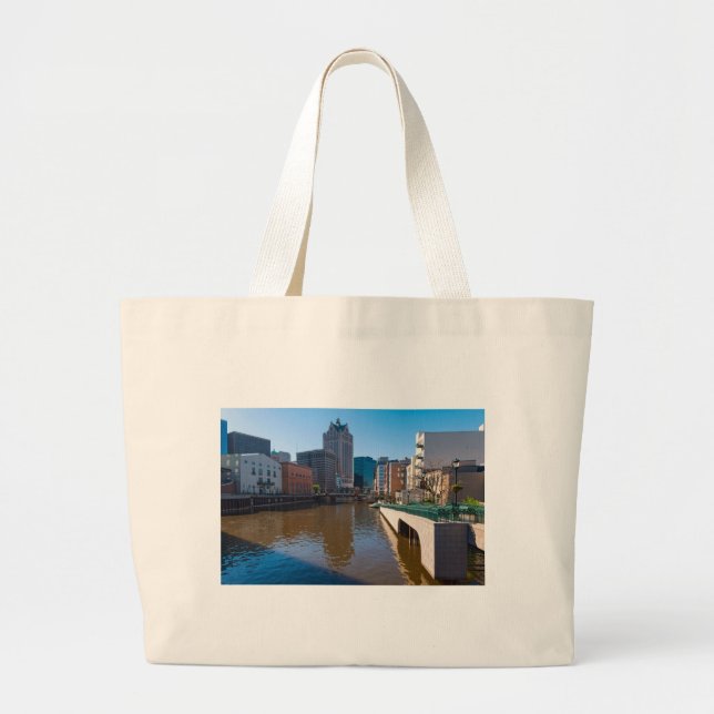 Grand Tote Bag au bord de la rivière de la rue kilbourn à milwauk (Devant)