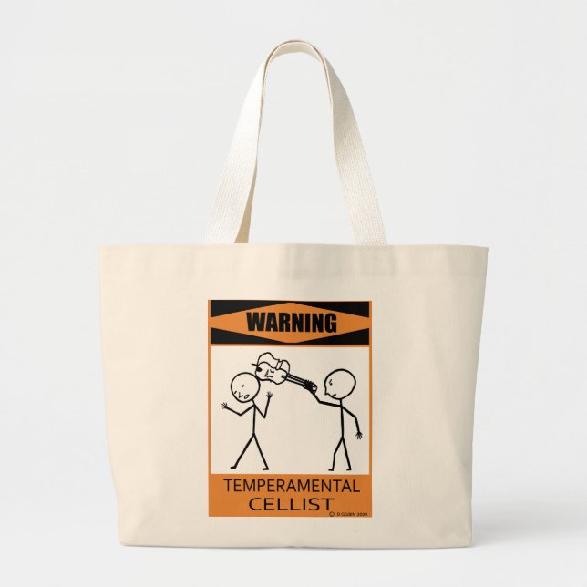 Grand Tote Bag Avertissement Téperamental Cellist (Devant)