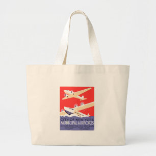 Grand Tote Bag Avion volant Vintage WPA coloré