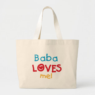 Grand Tote Bag Baba aime mes t-shirts et cadeaux