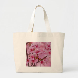 Grand Tote Bag Baigné dans les fleurs de cerisier japonaises rose