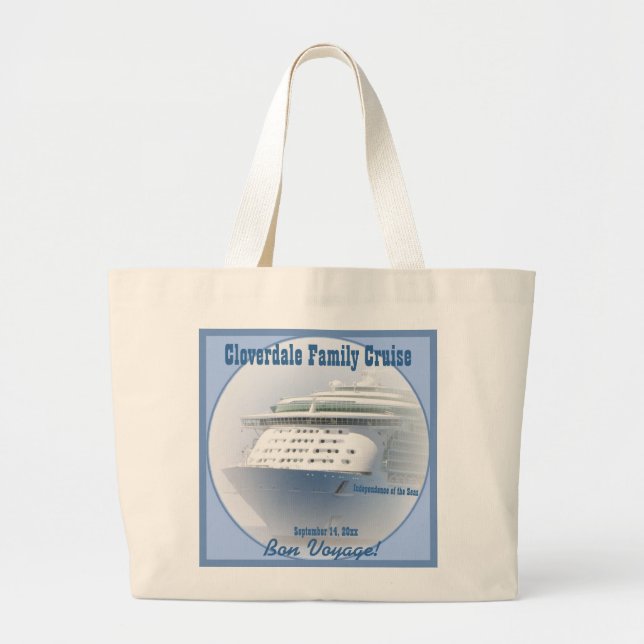 Grand Tote Bag Bateau de croisière Personnalisable Bon Voyage (Devant)