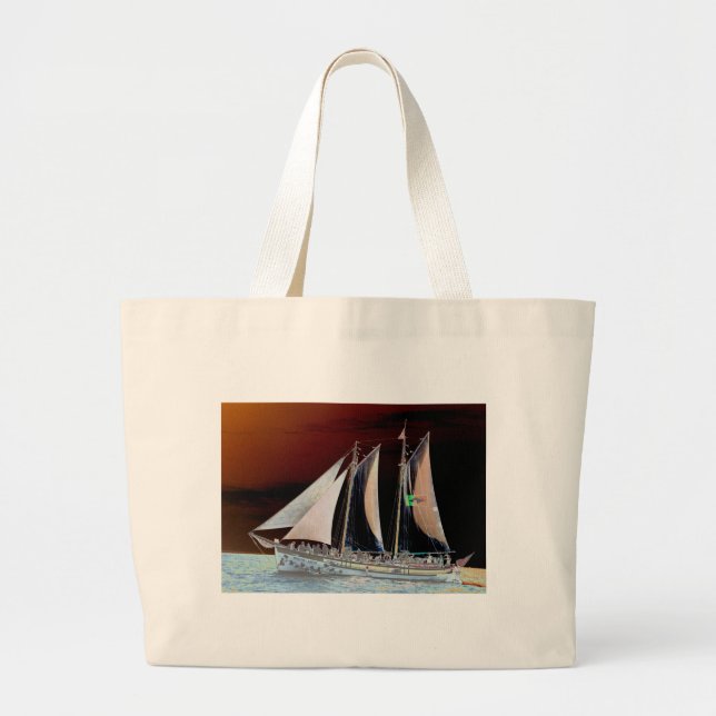 Grand Tote Bag Bateaux à voile (Devant)