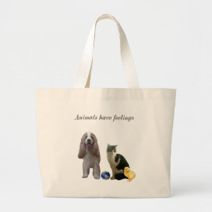 Grand Tote Bag Beau Chien, Tabby Chat et Chick