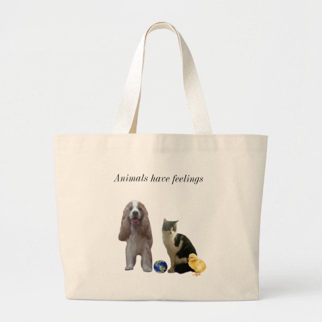 Grand Tote Bag Beau Chien, Tabby Chat et Chick (Devant)
