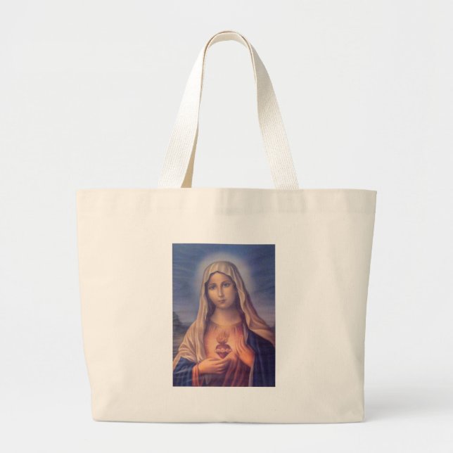 Grand Tote Bag Beau Sacré Coeur Religieux de Vierge Marie (Devant)