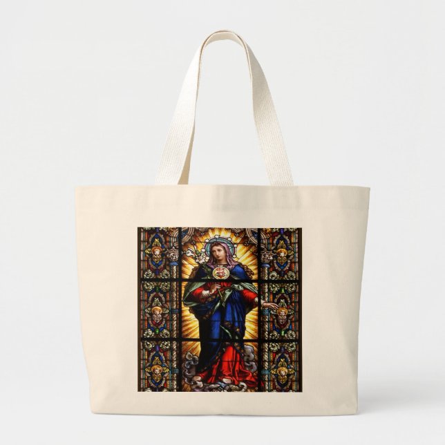 Grand Tote Bag Beau Sacré Coeur Religieux de Vierge Marie (Devant)