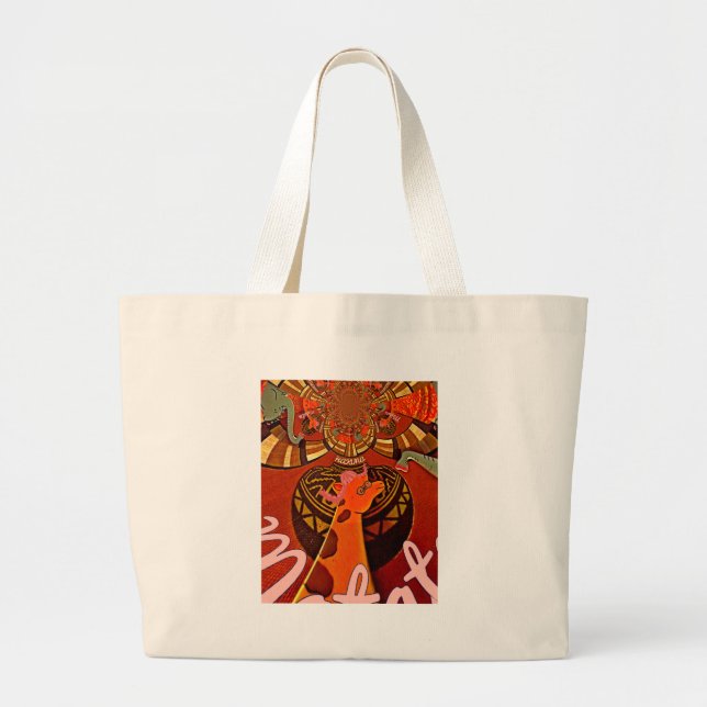 Grand Tote Bag Beautiful Amazing Giraffe love safari (Devant)