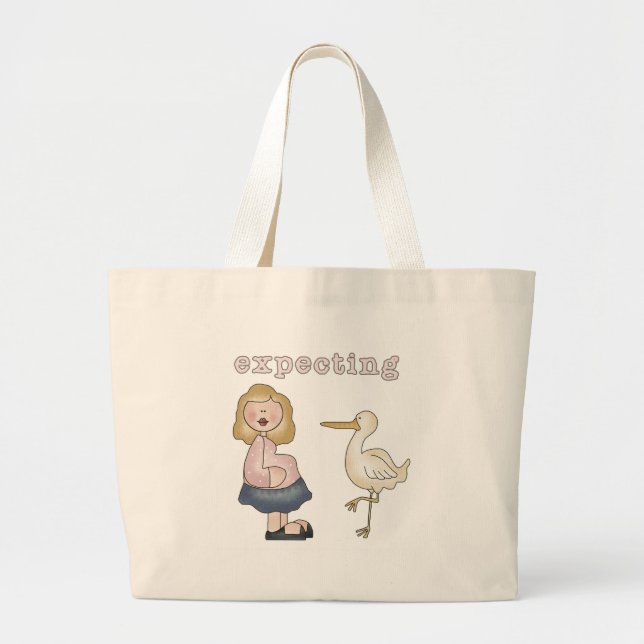 Grand Tote Bag Bébé attendu - T-shirts et cadeaux de cigogne (Devant)