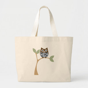 Grand Tote Bag Bébé bleu de hibou