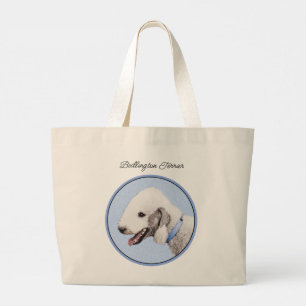 Grand Tote Bag Bedlington Terrier Peinture Sandy Color Chien Art