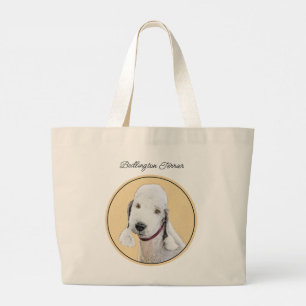 Grand Tote Bag Bedlington Terrier Peinture Sandy Color Chien Art