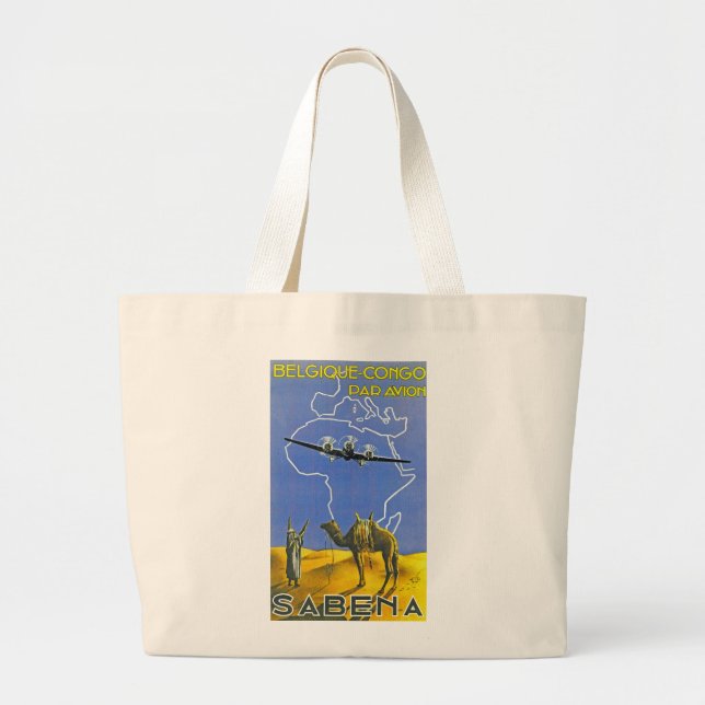 Grand Tote Bag ~ Belgique Congo de Sabena (Devant)
