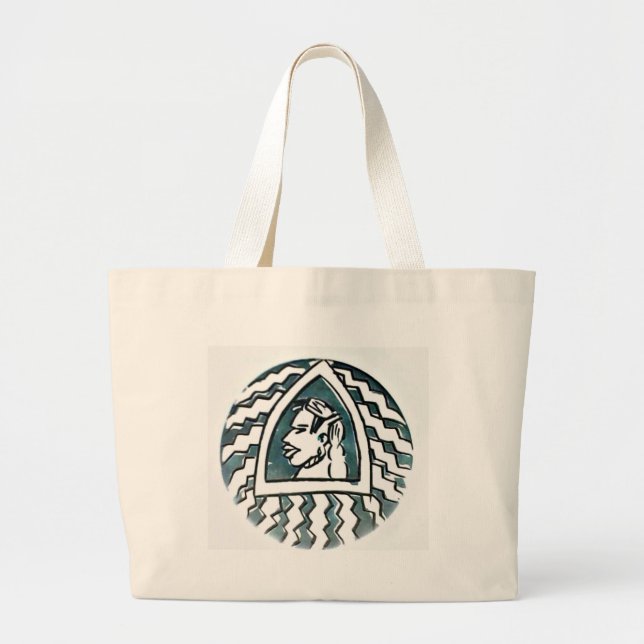 Grand Tote Bag Belle Africaine Bongo Massai Portrait Tribal Art (Devant)