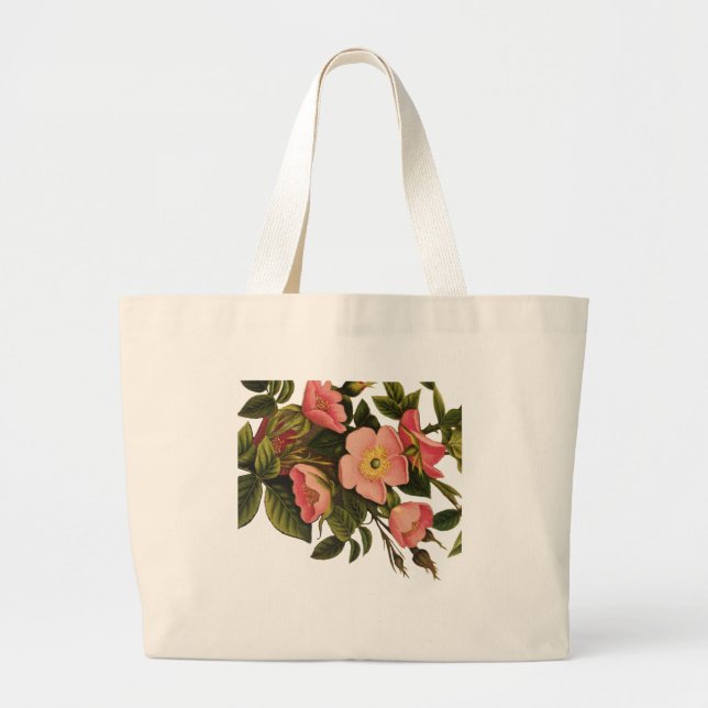 Grand Tote Bag Belle Botanique rose Rose vintage (Devant)
