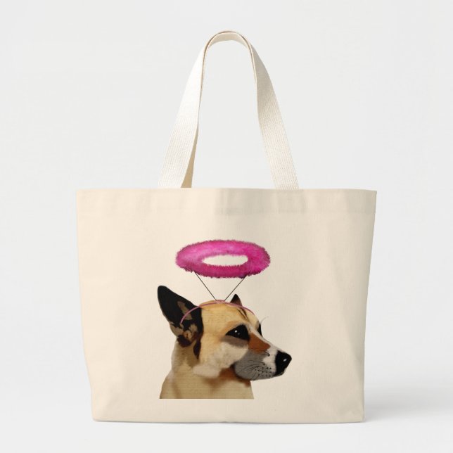 Grand Tote Bag Berger Allemand Avec Halo Rose (Devant)