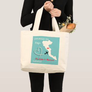 Grand Tote Bag Bienvenue À Corfou Destination Mariage