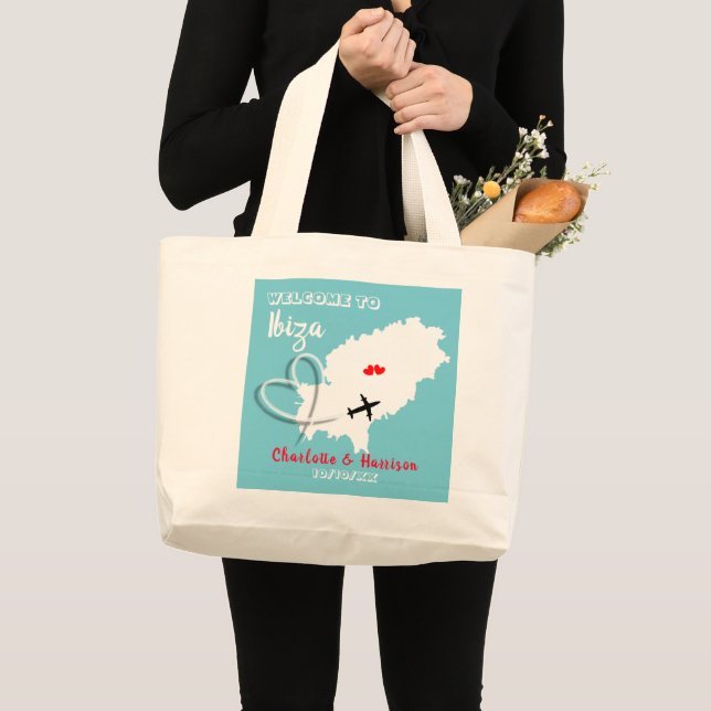 Grand Tote Bag Bienvenue À Ibiza Destination Wedding (Devant (produit))