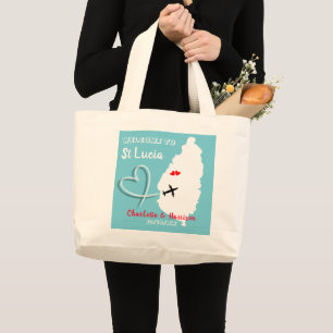 Grand Tote Bag Bienvenue À St Lucia Destination Mariage