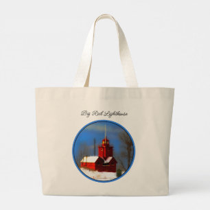 Grand Tote Bag Big Red Lighthouse Peinture Holland Art original