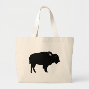 Grand Tote Bag Bison noir et blanc Silhouette Pop Art