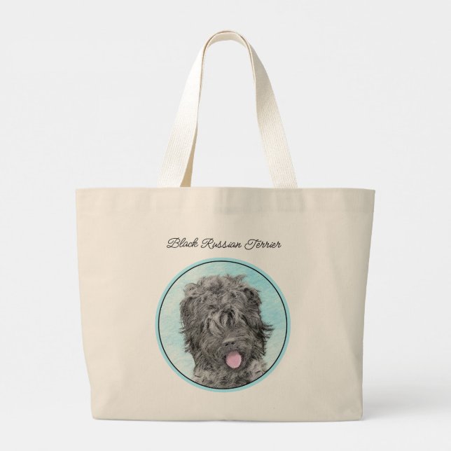 Grand Tote Bag Black Russian Terrier BRT RBT Peinture de chien an (Dos)