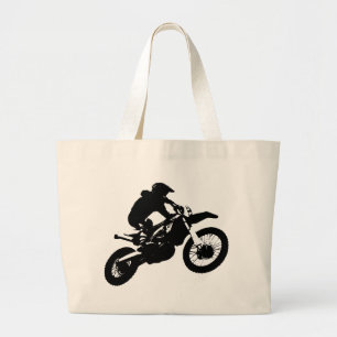 Grand Tote Bag Black White Pop Art Motocross Motorcyle Sport