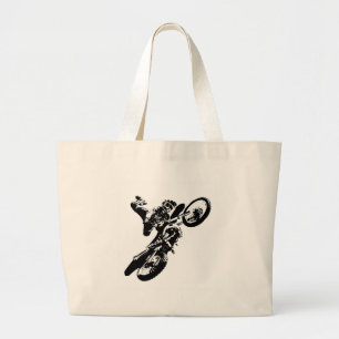 Grand Tote Bag Black White Pop Art Motocross Motorcyle Sport