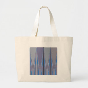 Grand Tote Bag Bleu, violet, gris Chevron Art Imprimer