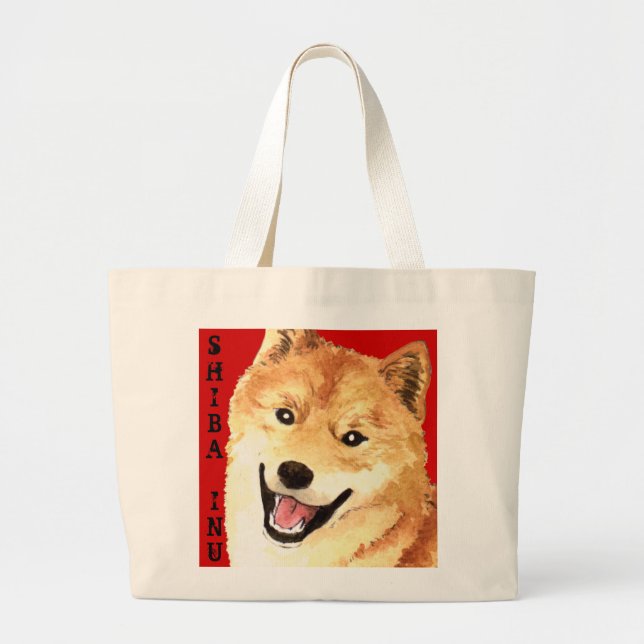 Grand Tote Bag Bloc de couleur de Shiba Inu (Devant)