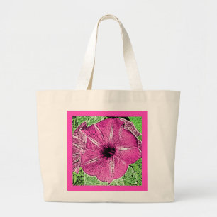 Grand Tote Bag Bloc de gloire du matin Imprimer - rose fuchsia