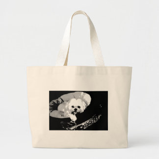 Grand Tote Bag Blond Lhasa apso in a dog bed