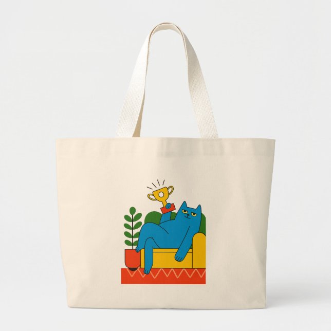 Grand Tote Bag Blue Cat Trophy Lounger - Tote (Devant)