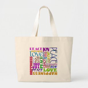Grand Tote Bag Bonheur d'amour de joie de paix