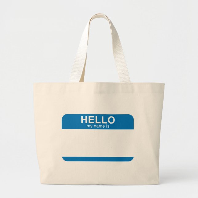 Grand Tote Bag Bonjour mon nom est - bleu (Devant)