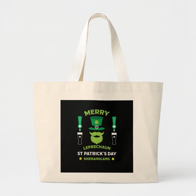 Grand Tote Bag Bonne Saint Patrick d'Irlande Australie 17 mars (Devant)
